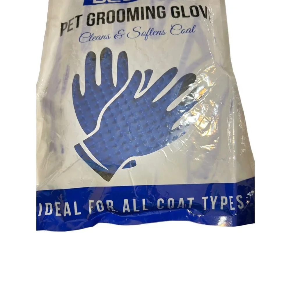 Delomo Pet Grooming Gloves 1 Pair Ideal for All Coat Types Cleans Softens NEW